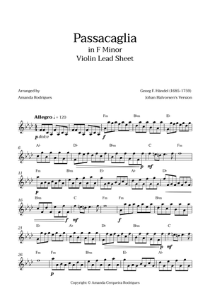 Book cover for Passacaglia - Easy Violin Lead Sheet in Fm Minor (Johan Halvorsen's Version)