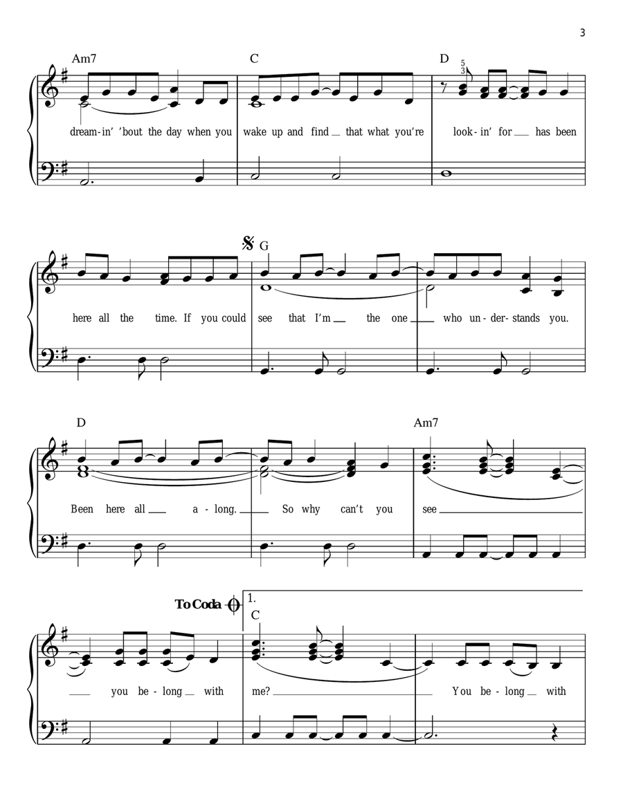 You Belong With Me Easy Piano scores gallery preview page 3