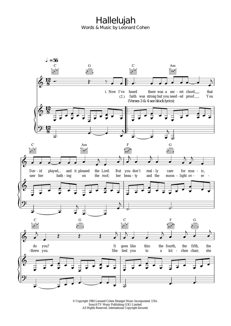 Hallelujah Acoustic Guitar scores gallery preview page 1