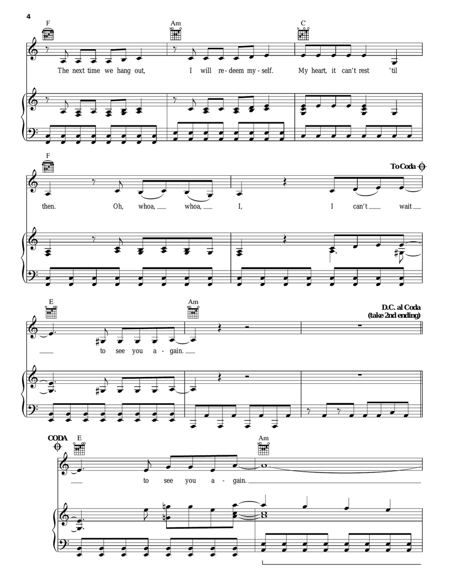 See You Again See You Again Piano, Vocal, Guitar scores gallery preview page 4