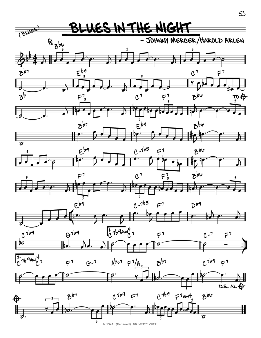 Blues In The Night Piano scores gallery preview page 1