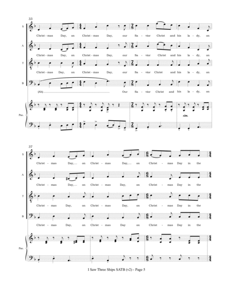 I Saw Three Ships (SATB Choir and piano) image number null