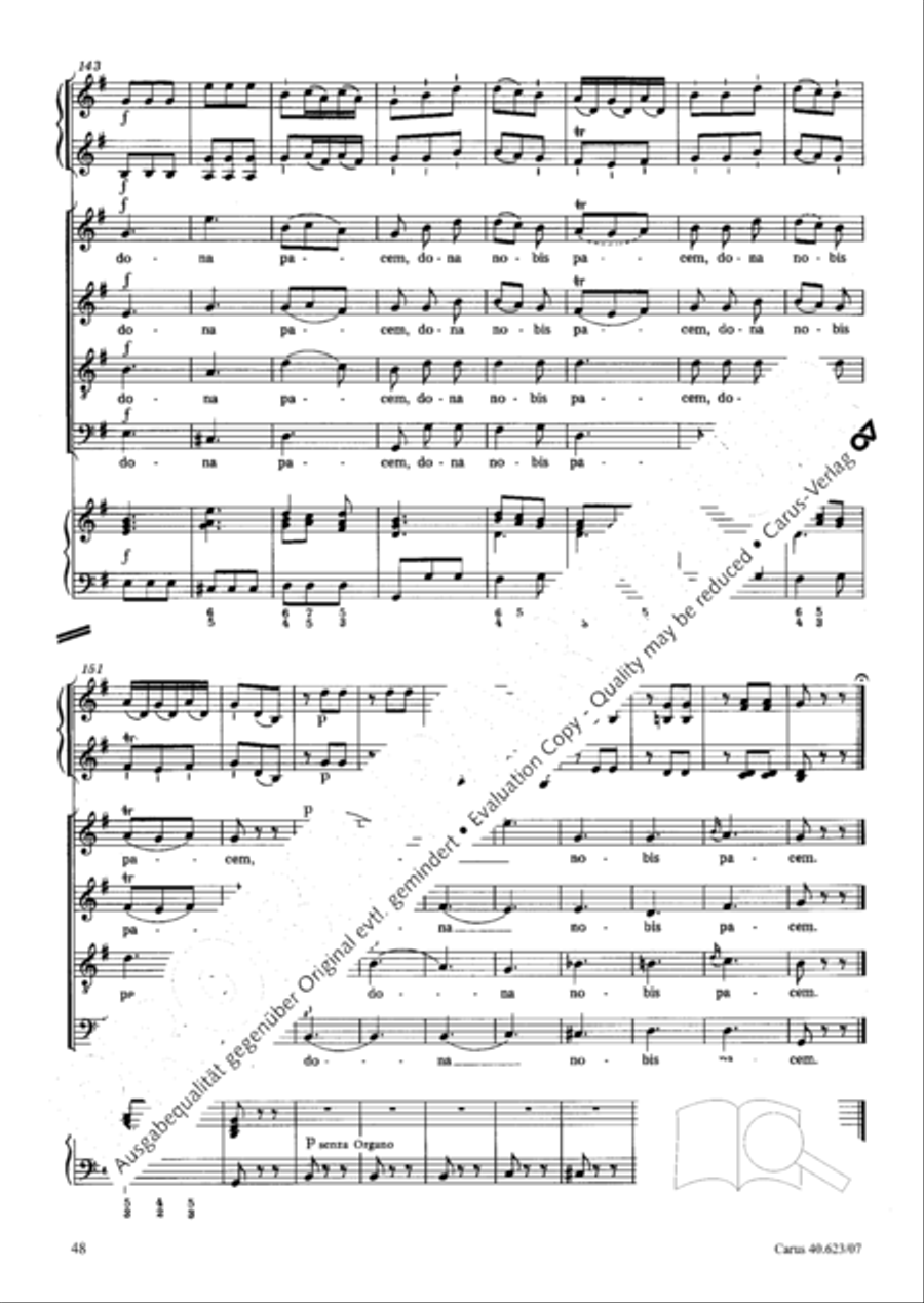 Missa brevis in G major 4-Part scores gallery preview page 49