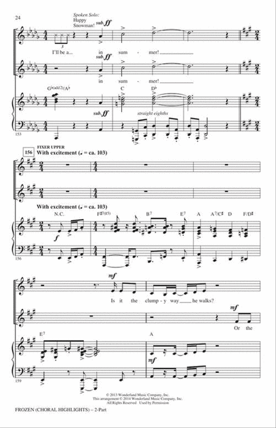 Frozen (Choral Highlights) 2-Part scores gallery preview page 7