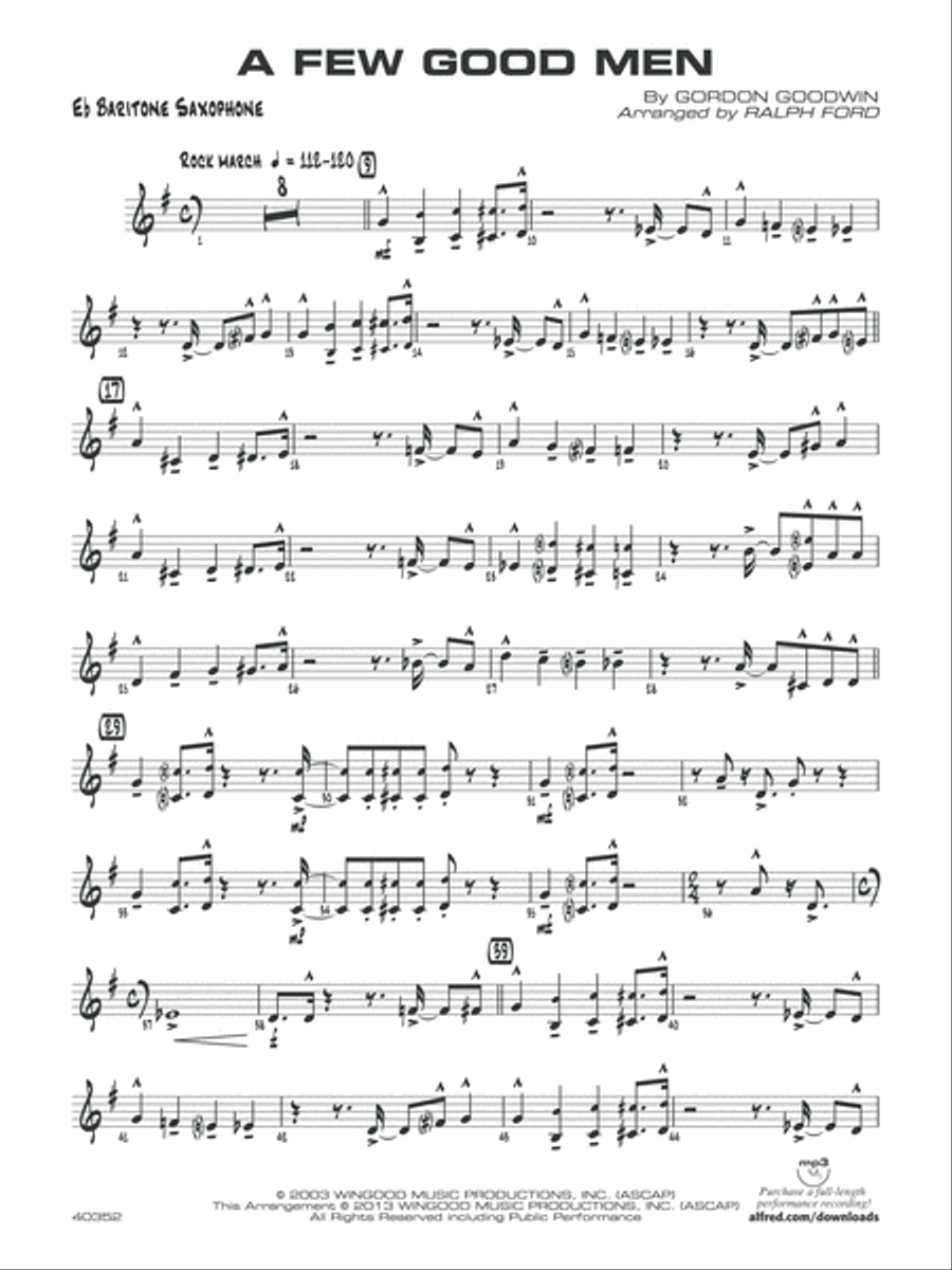 A Few Good Men: E-flat Baritone Saxophone Jazz Ensemble scores gallery preview page 1