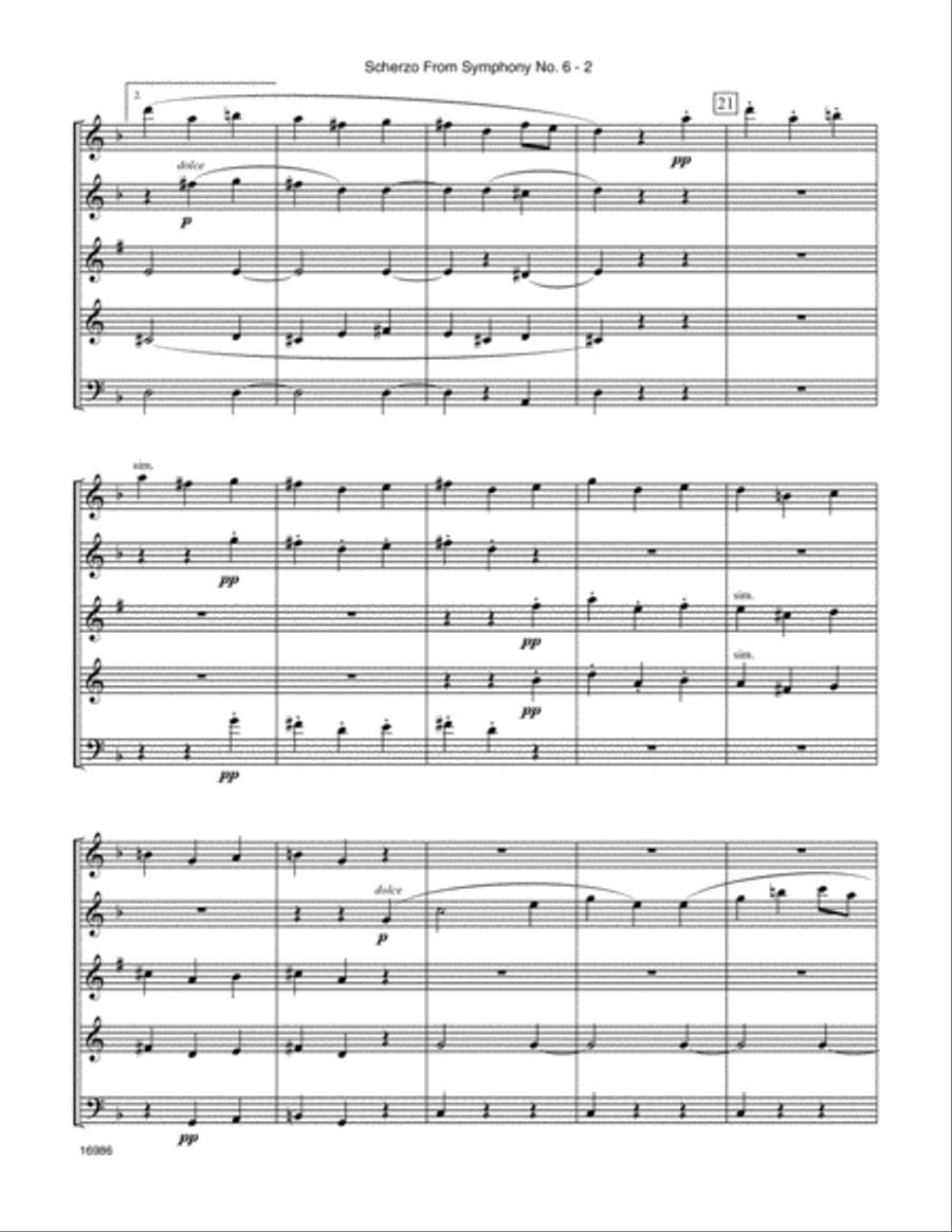 Scherzo From Symphony No. 6 Woodwind Quintet scores gallery preview page 3