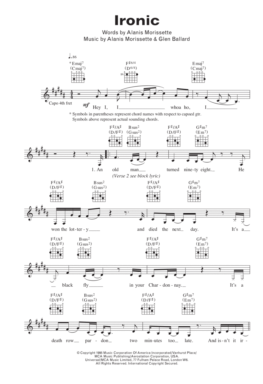 Ironic Piano scores gallery preview page 1