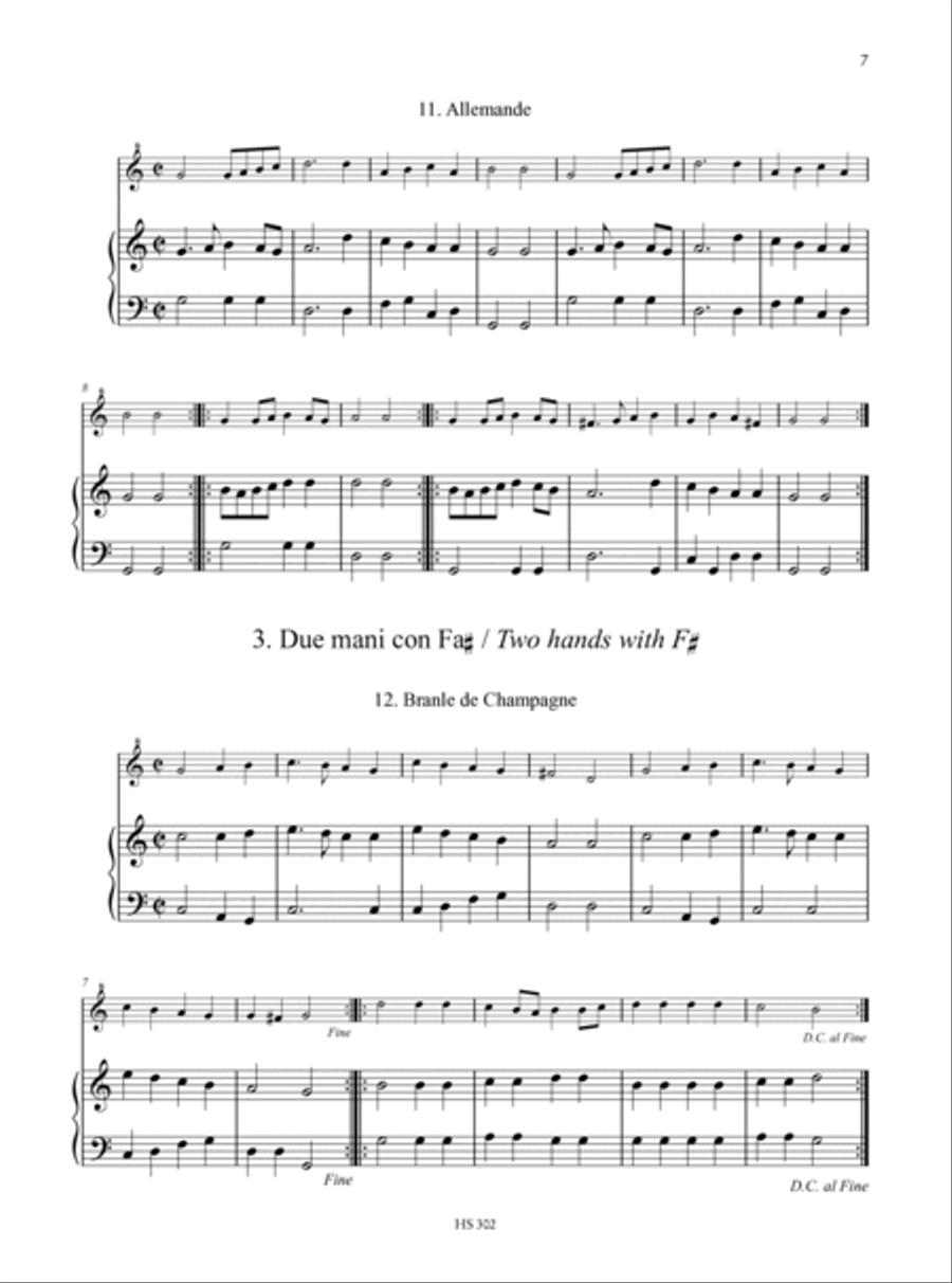Danseries. Progressive Anthology of Dances from the French Renaissance for Descant Recorder, optional Treble or Tenor Recorder and Keyboard Instrument - Vol. 1: Easy to Intermediate Level Soprano Recorder scores gallery preview page 4