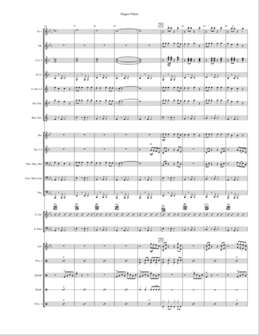 Wagon Wheel Wagon Wheel Marching Band scores gallery preview page 5