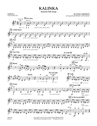 Kalinka - Violin 3 (Viola Treble Clef)