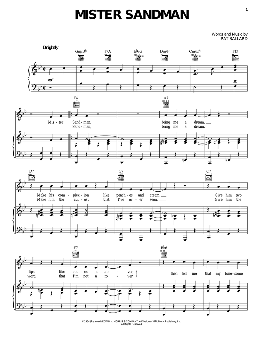 Mister Sandman Acoustic Guitar scores gallery preview page 1