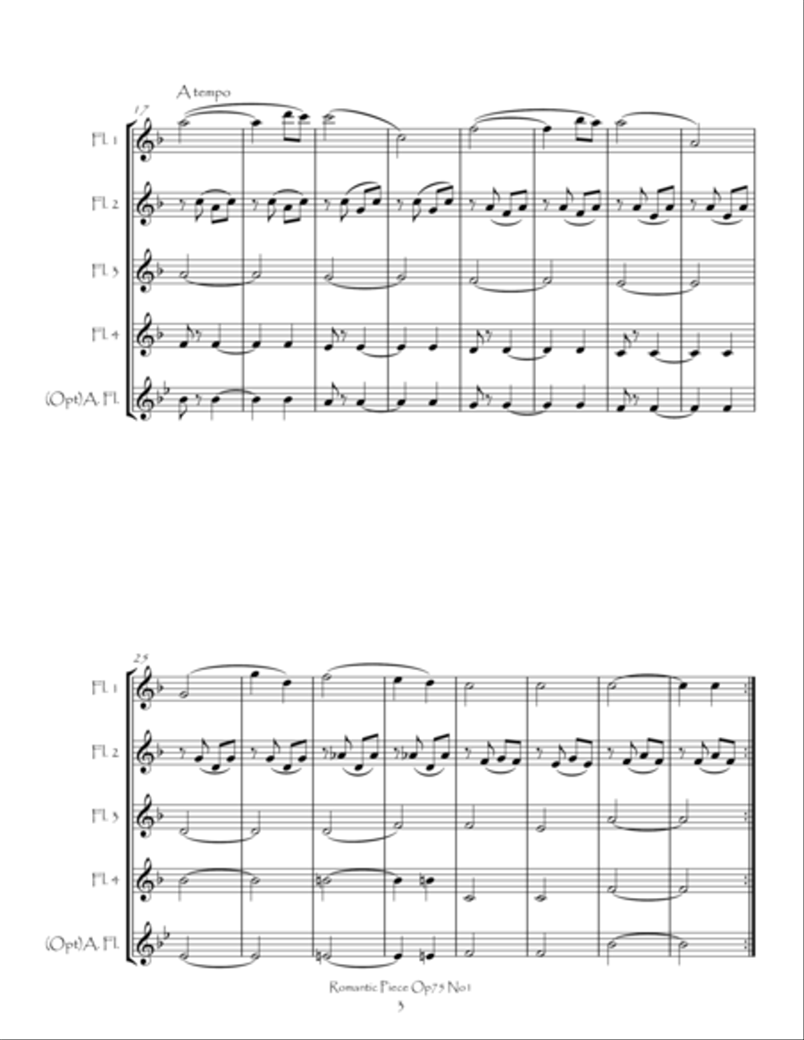 Romantic Piece Op75 No1 for Flute Quartet Flute Quartet scores gallery preview page 4