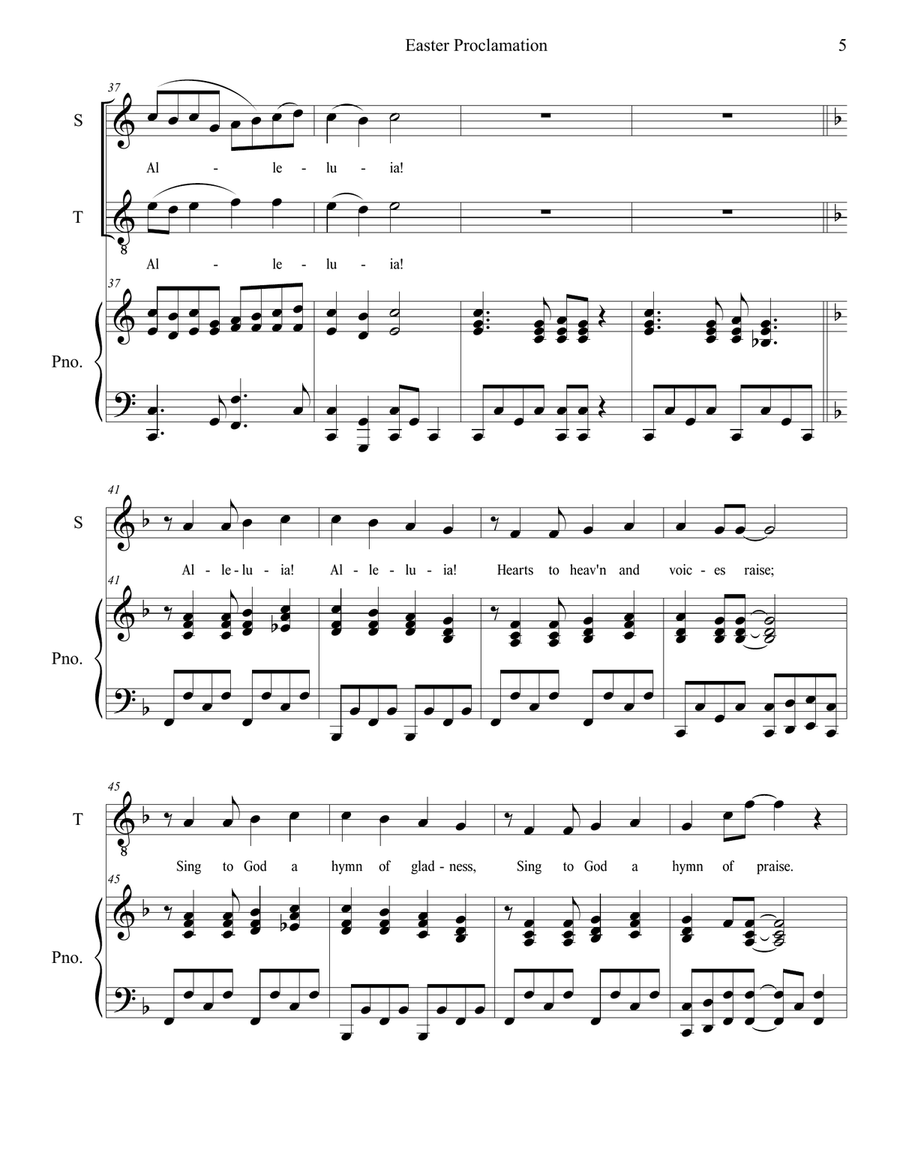 Easter Proclamation (The Risen Christ) (2-part choir - (Soprano and Tenor) 2-Part scores gallery preview page 5
