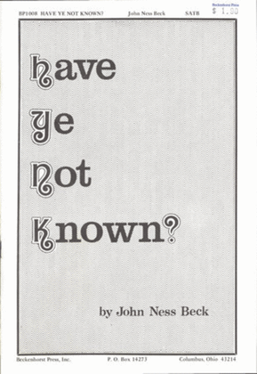 Book cover for Have Ye Not Known?