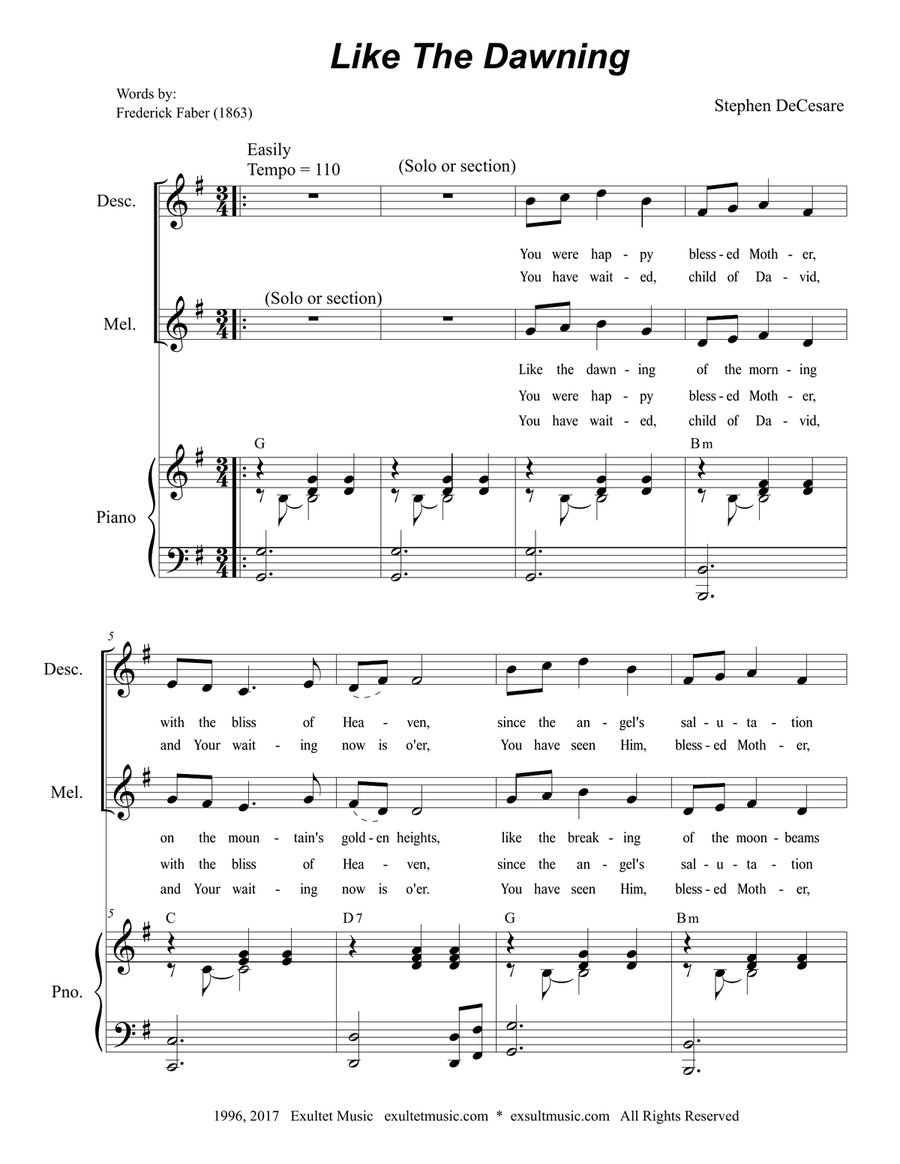 Like The Dawning (2-part children's choir) 2-Part scores gallery preview page 1