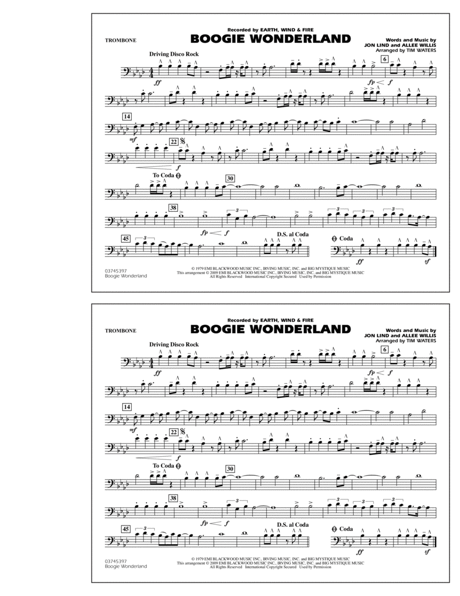 Boogie Wonderland - Trombone Trombone scores gallery preview page 1