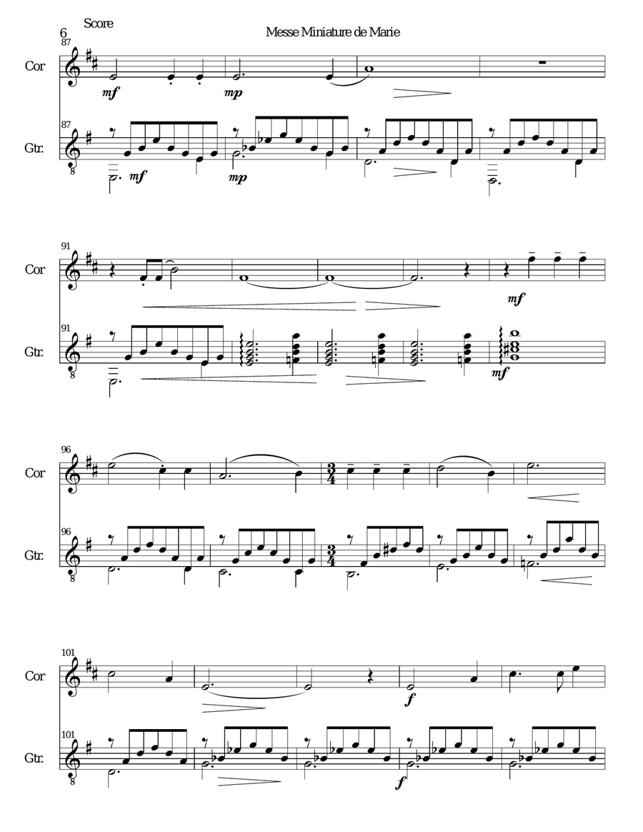 Messe miniature de Marie for cor anglais and guitar English Horn scores gallery preview page 6