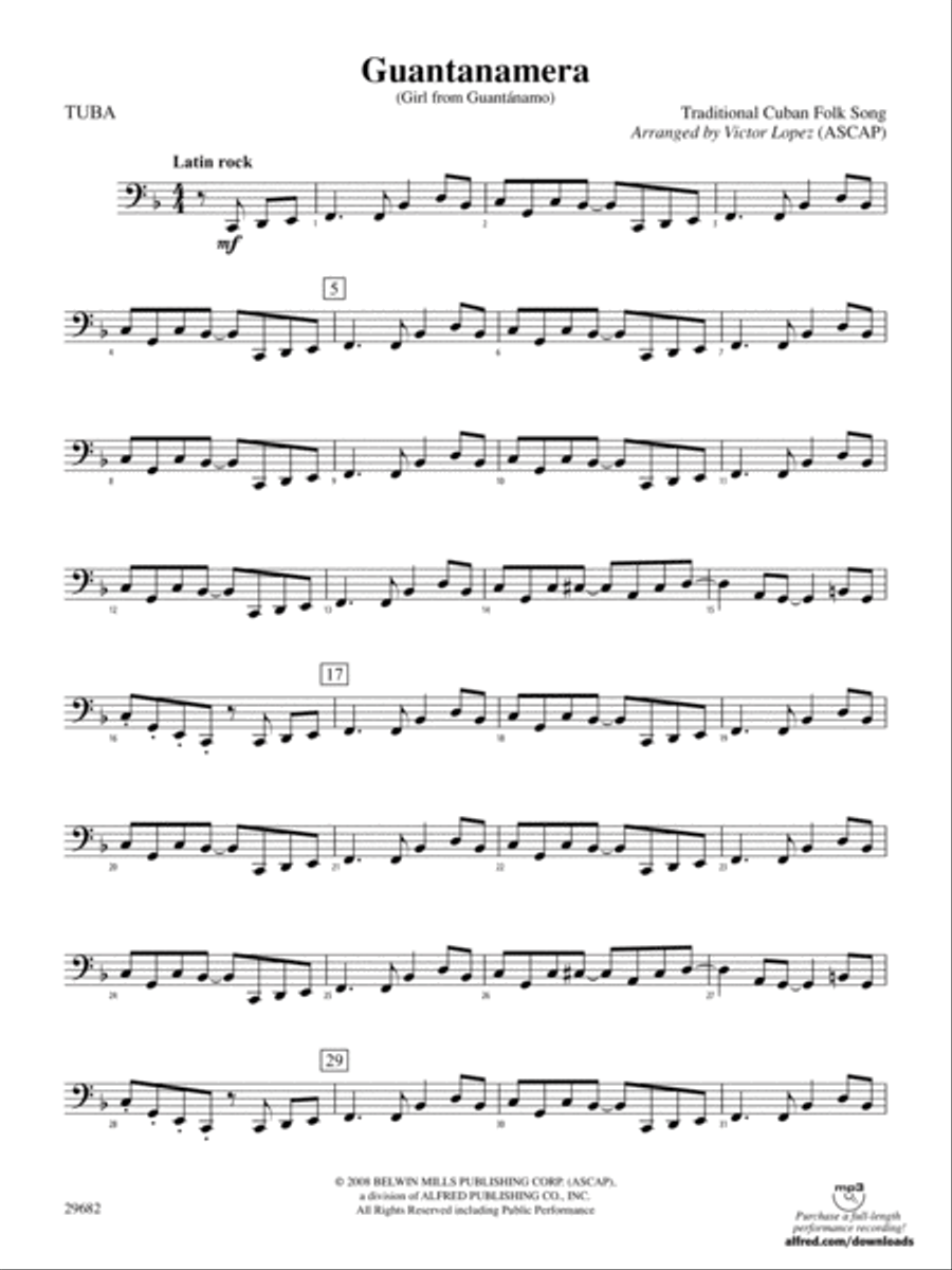 Guantanamera: Tuba Guantanamera: Tuba Full Orchestra scores gallery preview page 1