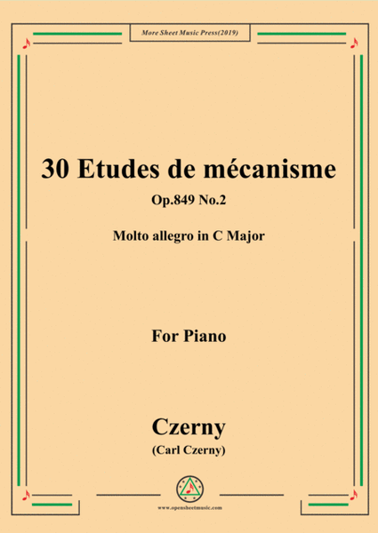 Czerny-30 Etudes de mécanisme,Op.849 No.2,Molto allegro in C Major,for Piano image number null