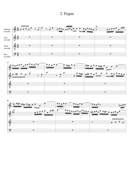 Fantasia and fugue, BWV 904 (arrangement for 4 recorders) by Johann Sebastian Bach Recorder - Digital Sheet Music