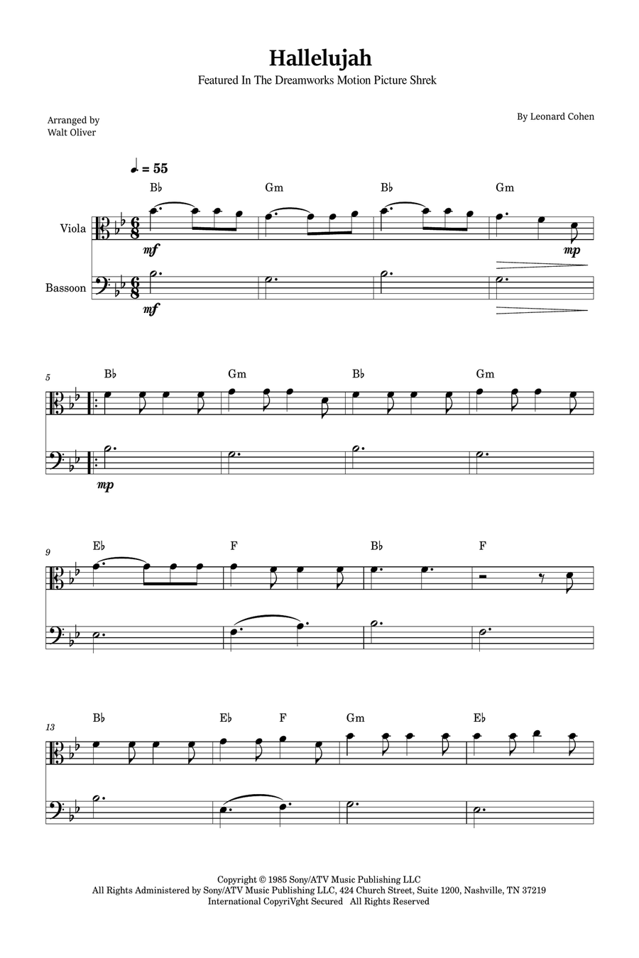 Hallelujah Bassoon scores gallery preview page 1