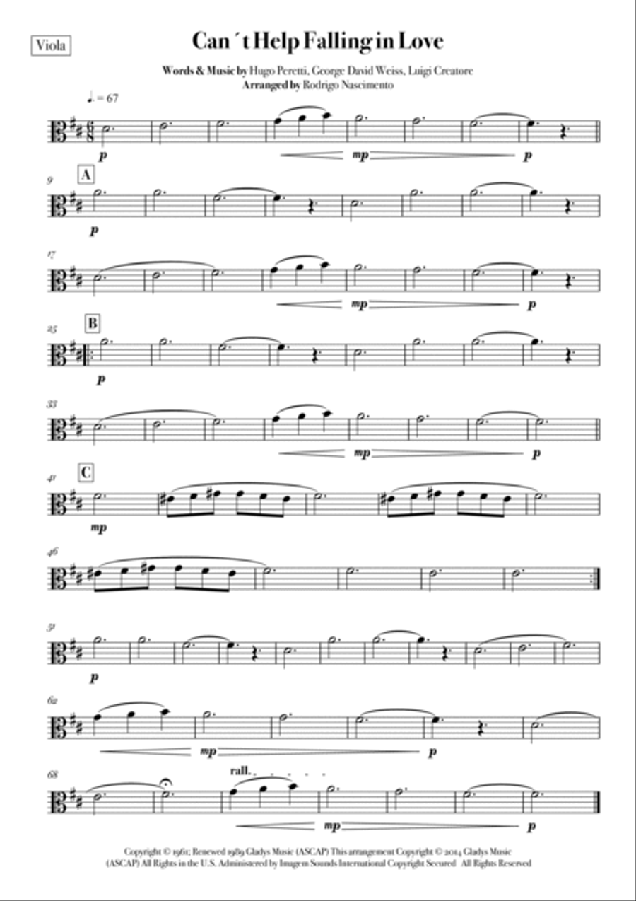 Can't Help Falling In Love String Quartet scores gallery preview page 3