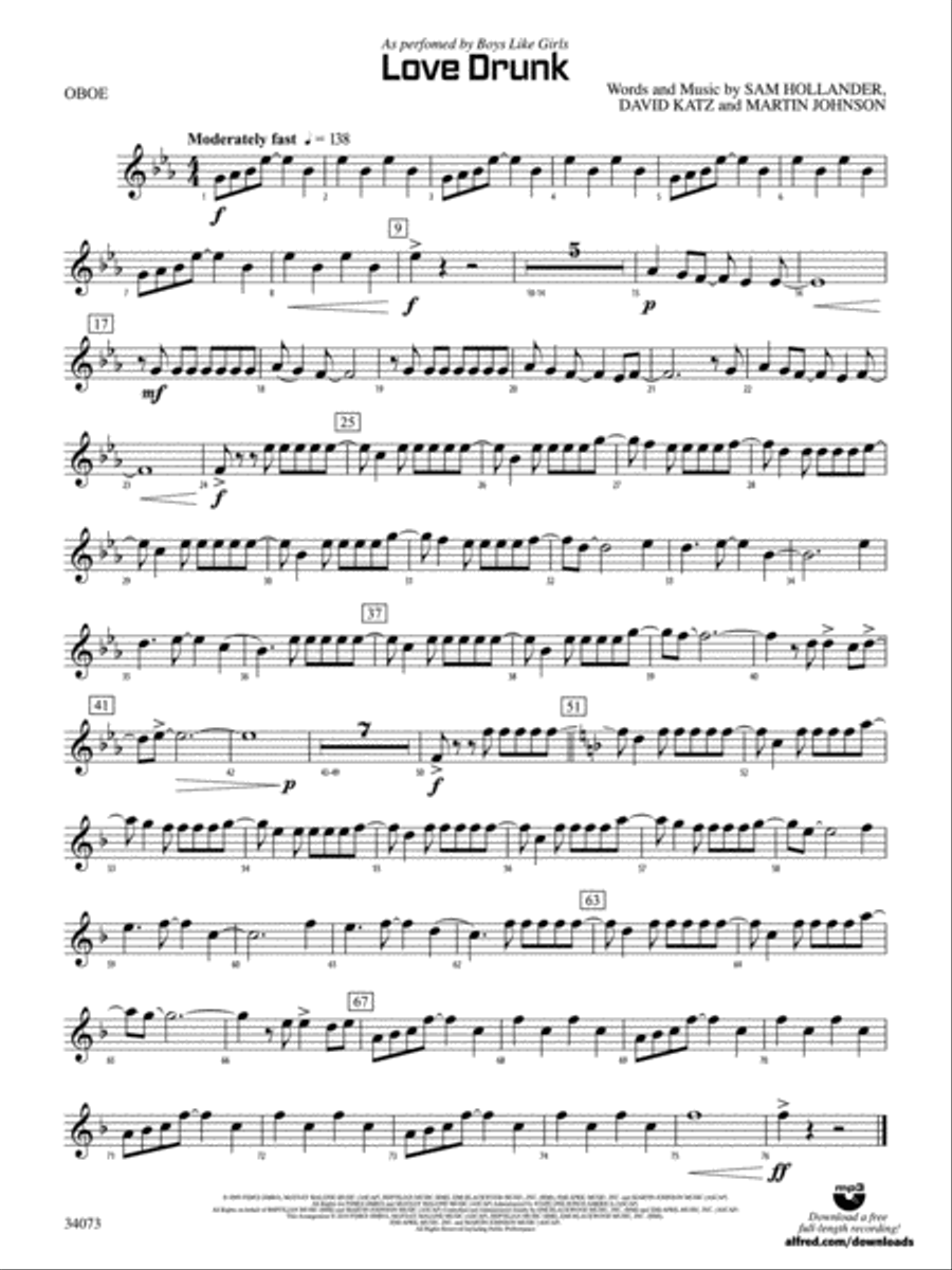 Love Drunk: Oboe Concert Band scores gallery preview page 1