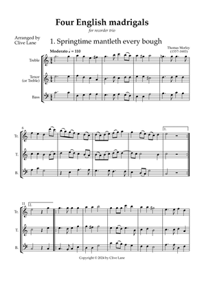 Four English madrigals for recorder trio