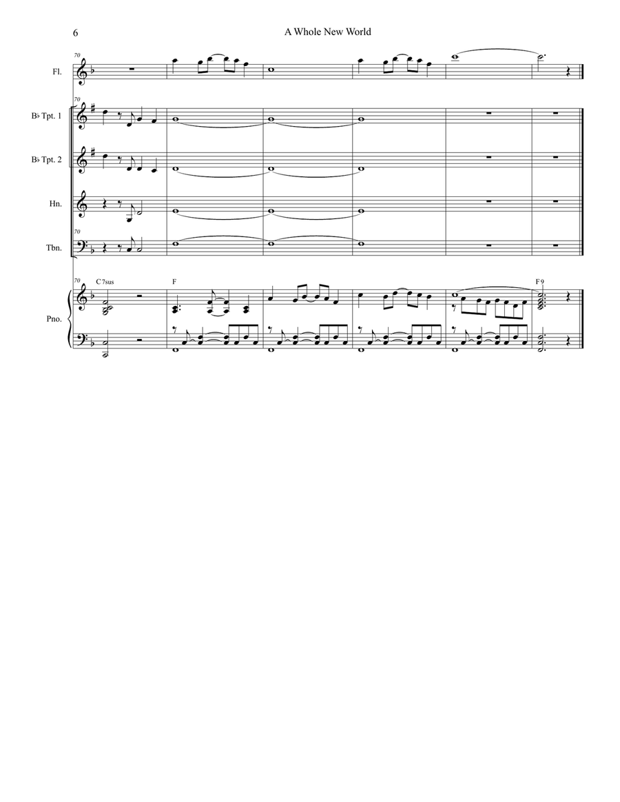 A Whole New World (from 'Aladdin') Brass Ensemble scores gallery preview page 6