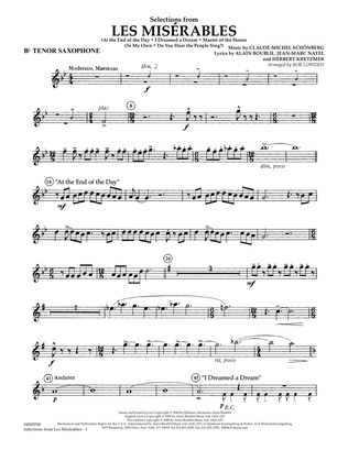 Selections from Les Miserables (arr. Bob Lowden) - Bb Tenor Saxophone