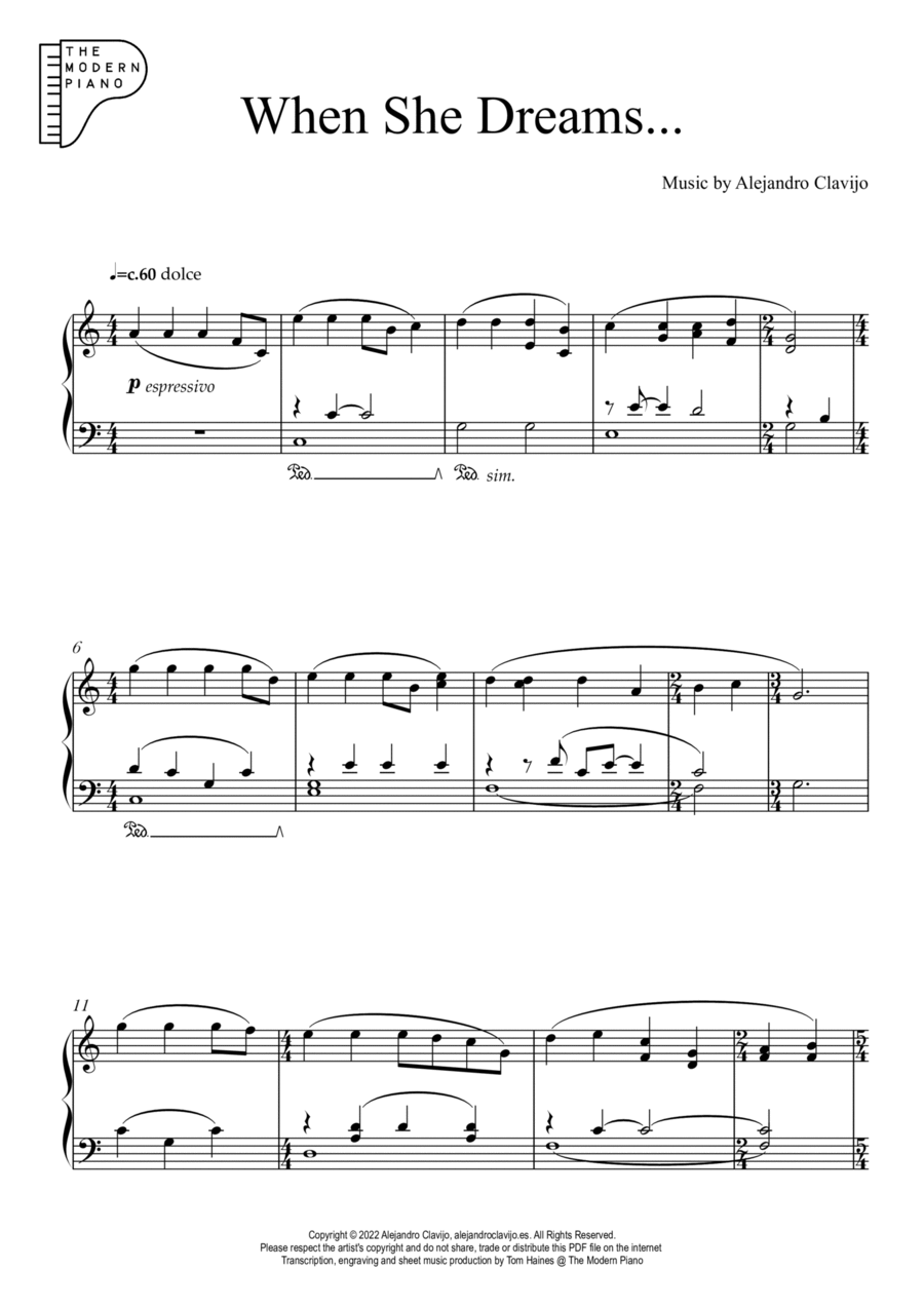 When She Dreams... When She Dreams... Piano Solo scores gallery preview page 1