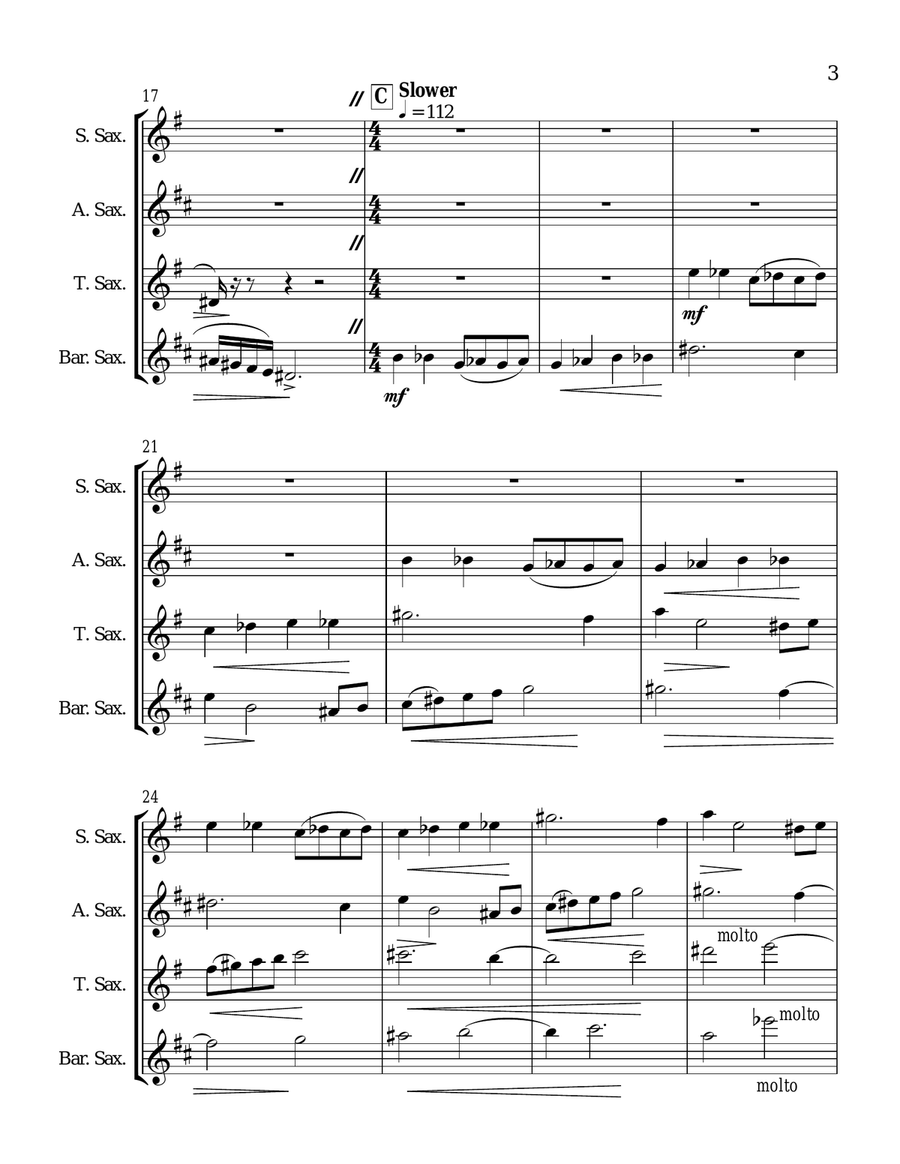 Novacaine Saxophone Solo scores gallery preview page 3