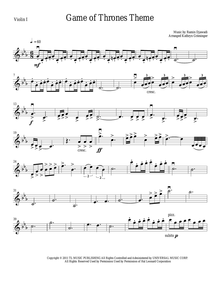 Game Of Thrones String Quartet scores gallery preview page 1