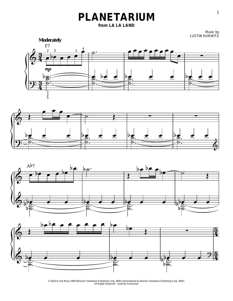 Planetarium Easy Piano scores gallery preview page 1