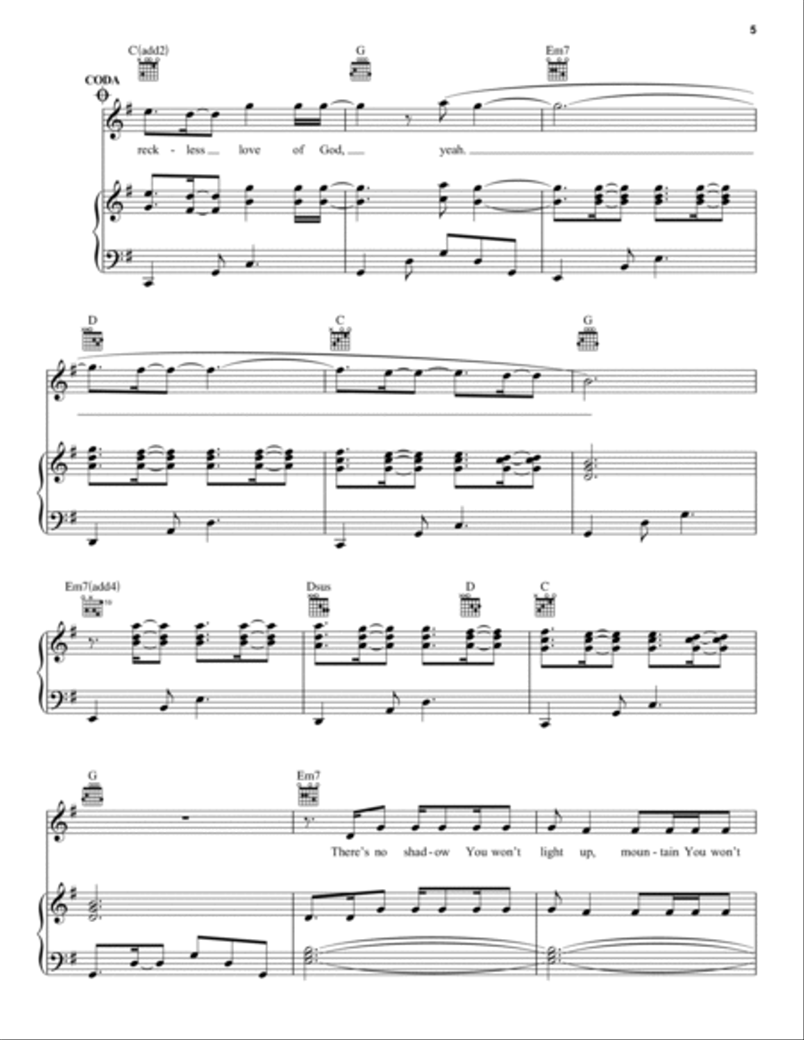 Reckless Love Piano, Vocal, Guitar scores gallery preview page 5