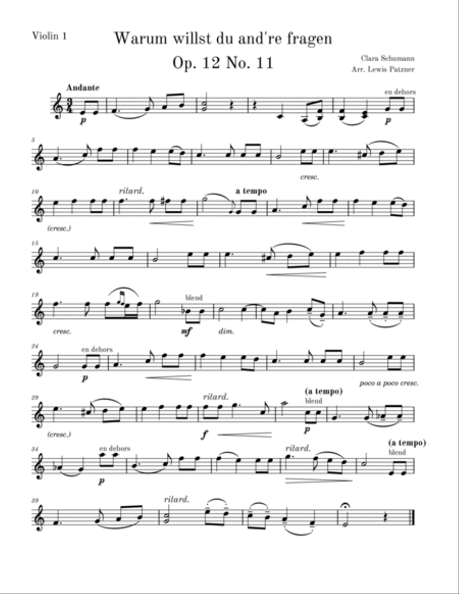 Warum willst du and're fragen Op. 12 No. 11 String Quartet scores gallery preview page 4