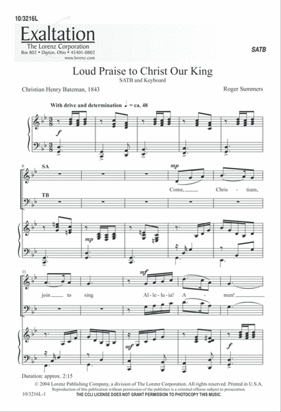 Loud Praise to Christ Our King 4-Part scores gallery preview page 1