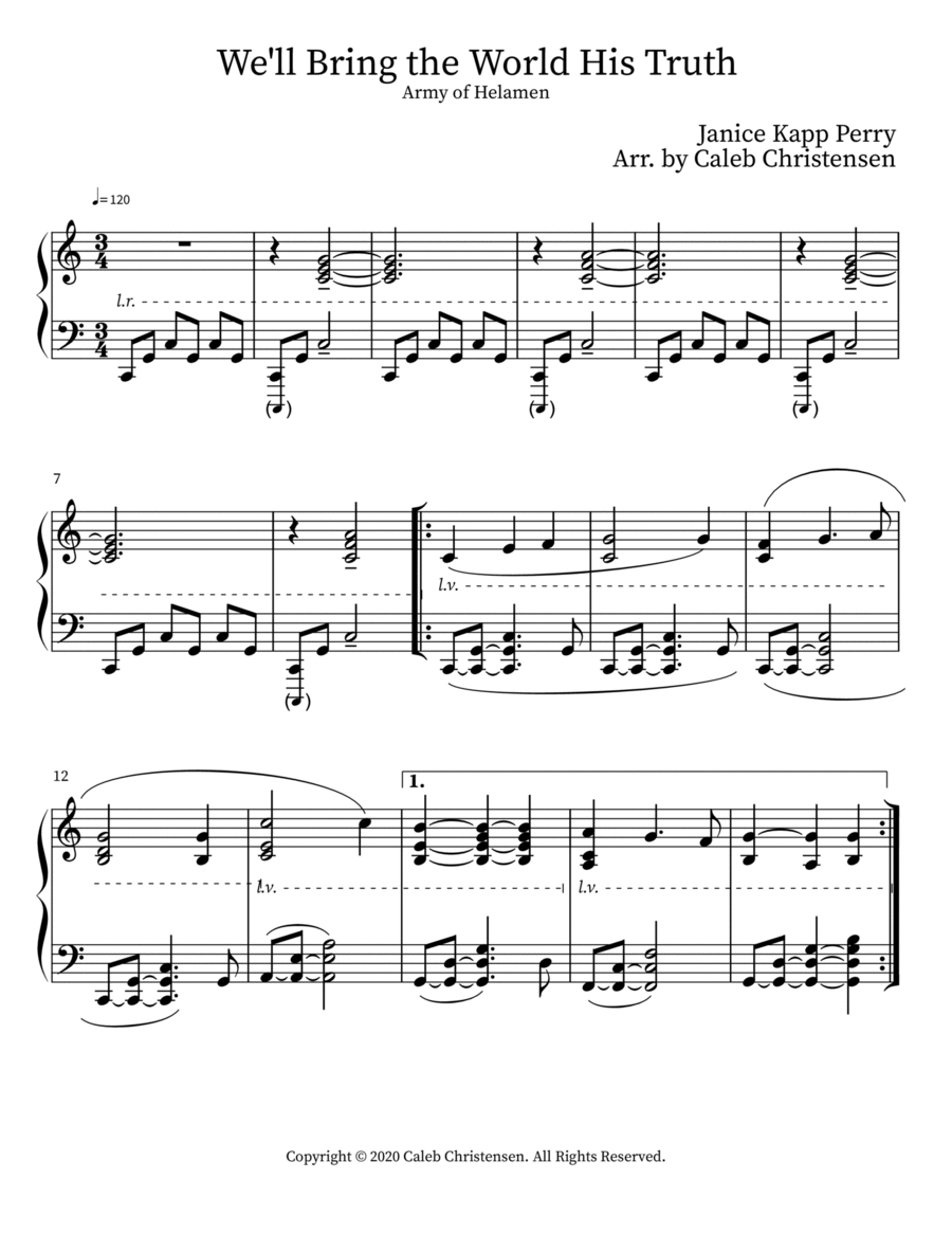 We'll Bring the World His Truth Piano Solo scores gallery preview page 1