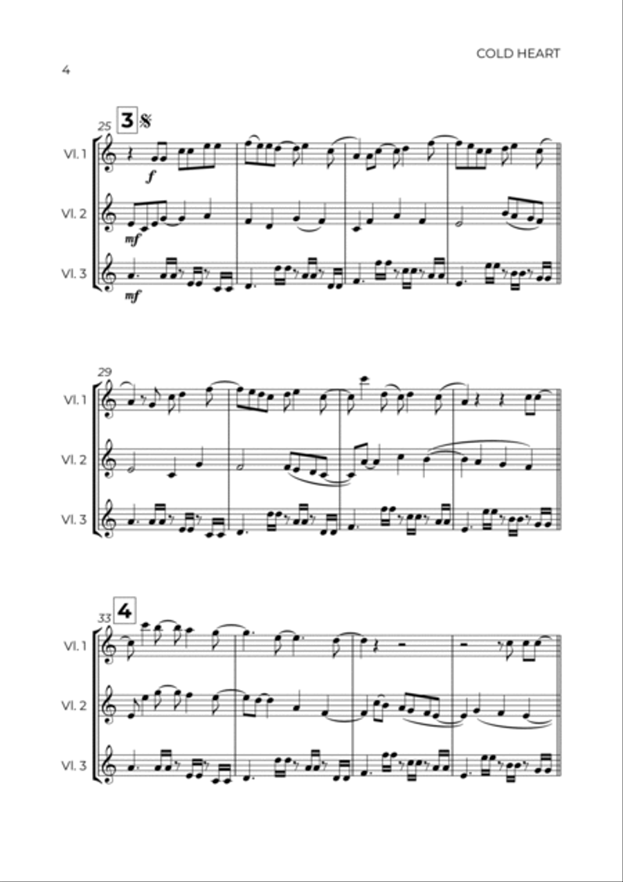 Cold Heart (pnau Remix) String Trio scores gallery preview page 4
