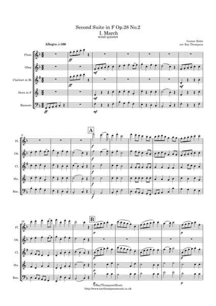 Holst: 2nd Suite in F Op. 28 No.2 (complete) - wind quintet image number null