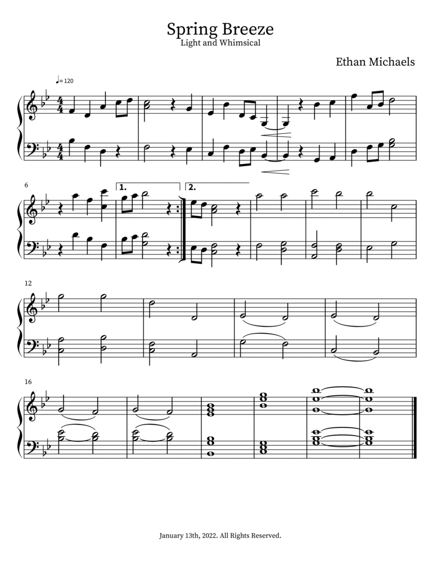 Spring Breeze Easy Piano scores gallery preview page 1