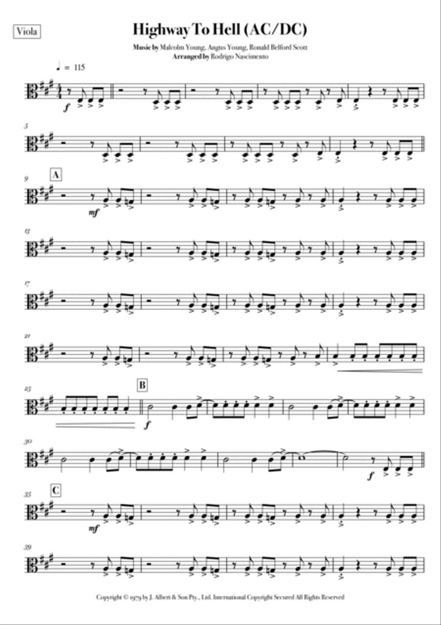 Highway To Hell String Quartet scores gallery preview page 5