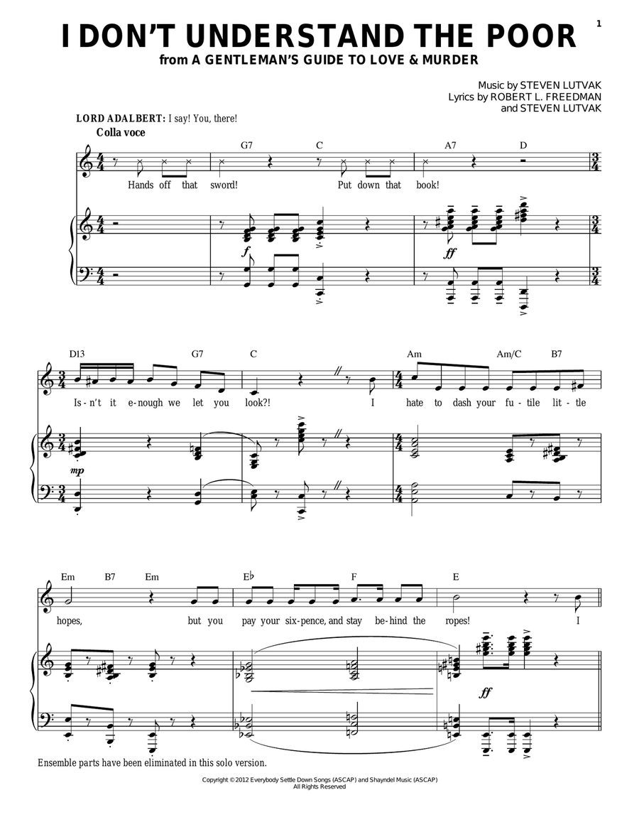 I Don't Understand The Poor (Solo version) Piano, Vocal scores gallery preview page 1
