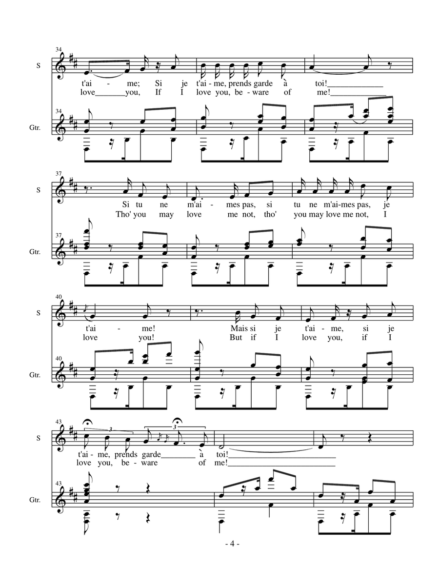 Habanera (from the opera Carmen by Georges Bizet) arr. for soprano voice and classical guitar Acoustic Guitar scores gallery preview page 5