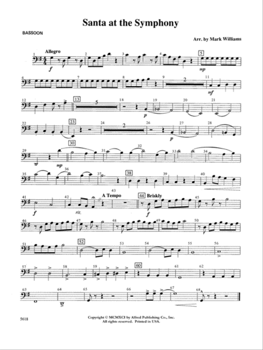 Santa at the Symphony (also playable by strings only): Bassoon Full Orchestra scores gallery preview page 1