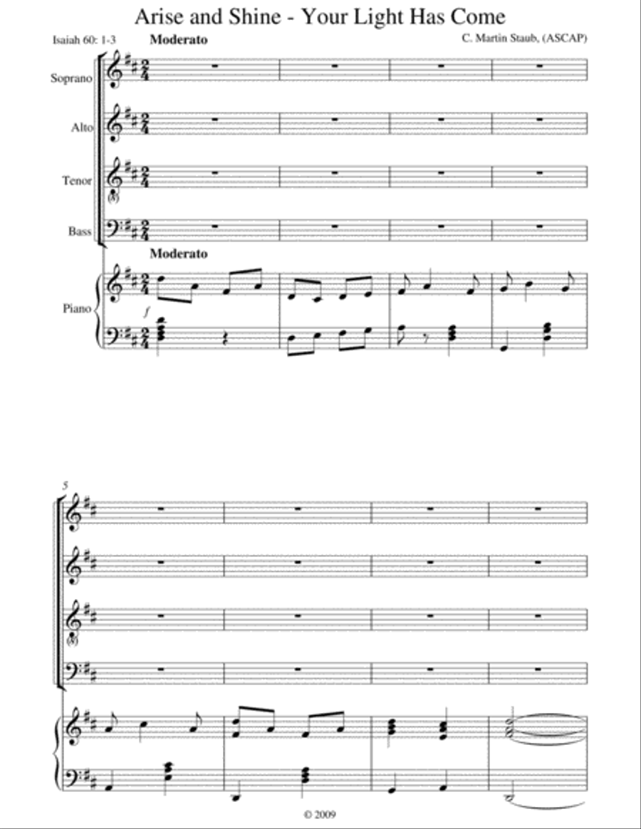 Arise and Shine - Your Light Has Come 4-Part scores gallery preview page 1