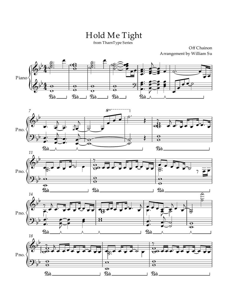 Hold Me Tight Piano Score - TharnType Series Piano Solo scores gallery preview page 1