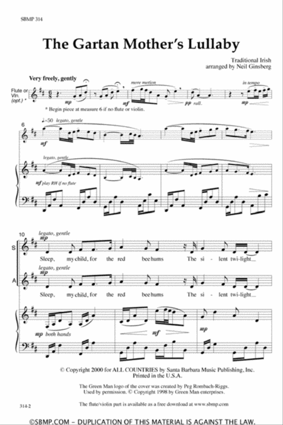 The Gartan Mother's Lullaby - SATB Octavo image number null