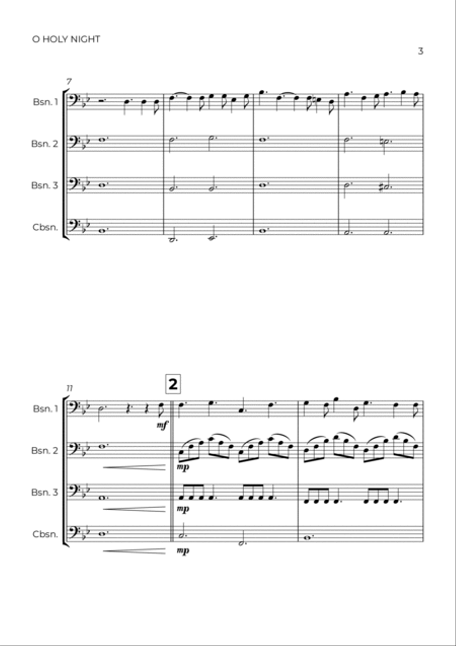 O Holy Night Bassoon Quartet scores gallery preview page 3