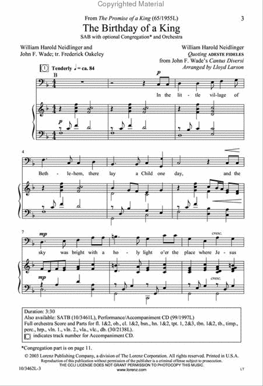 The Birthday of a King The Birthday of a King 3-Part scores gallery preview page 2